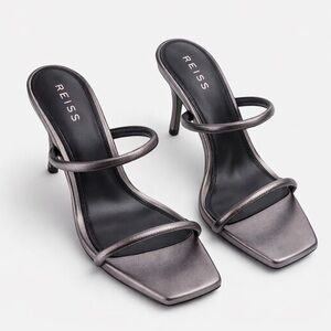 REISS NRD Magda gunmetal heels, size 39 (US 8).